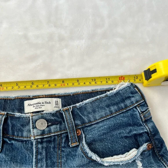 Abercrombie & Fitch The Mom Short Mid Rise Denim Jean Shorts Curve Love 24 / 00 - Picture 3 of 6